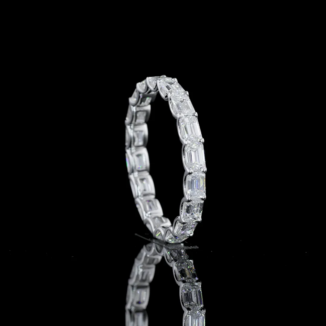 2.14 Cts 14k White Gold Emerald Shape Eternity Band Eternity Band - Image 2