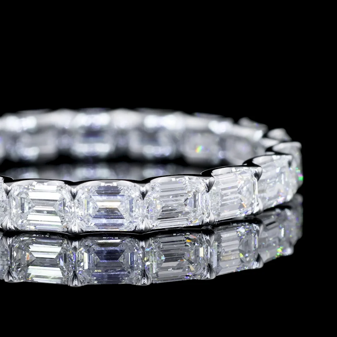 2.14 Cts 14k White Gold Emerald Shape Eternity Band Eternity Band - Image 3
