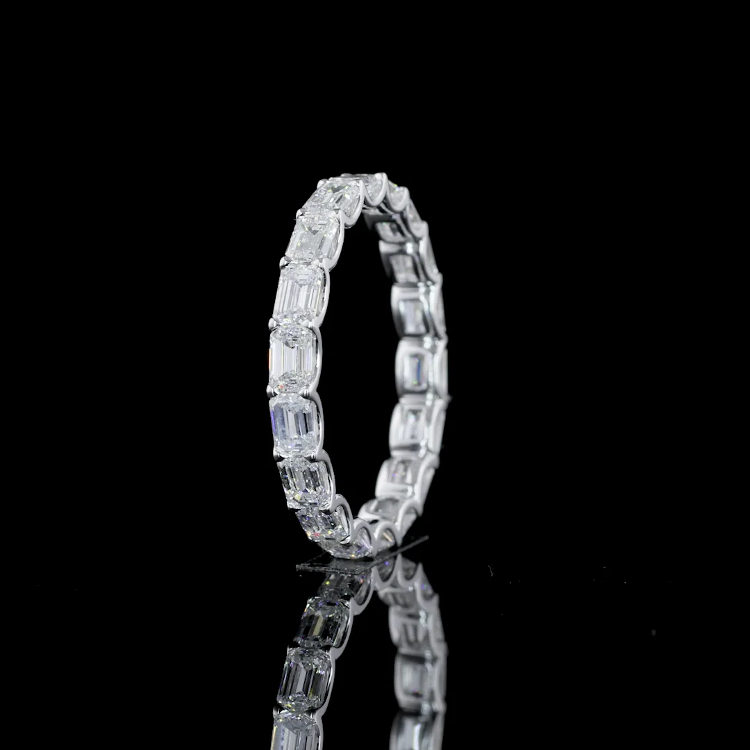 2.14 Cts 14k White Gold Emerald Shape Eternity Band Eternity Band - Image 4