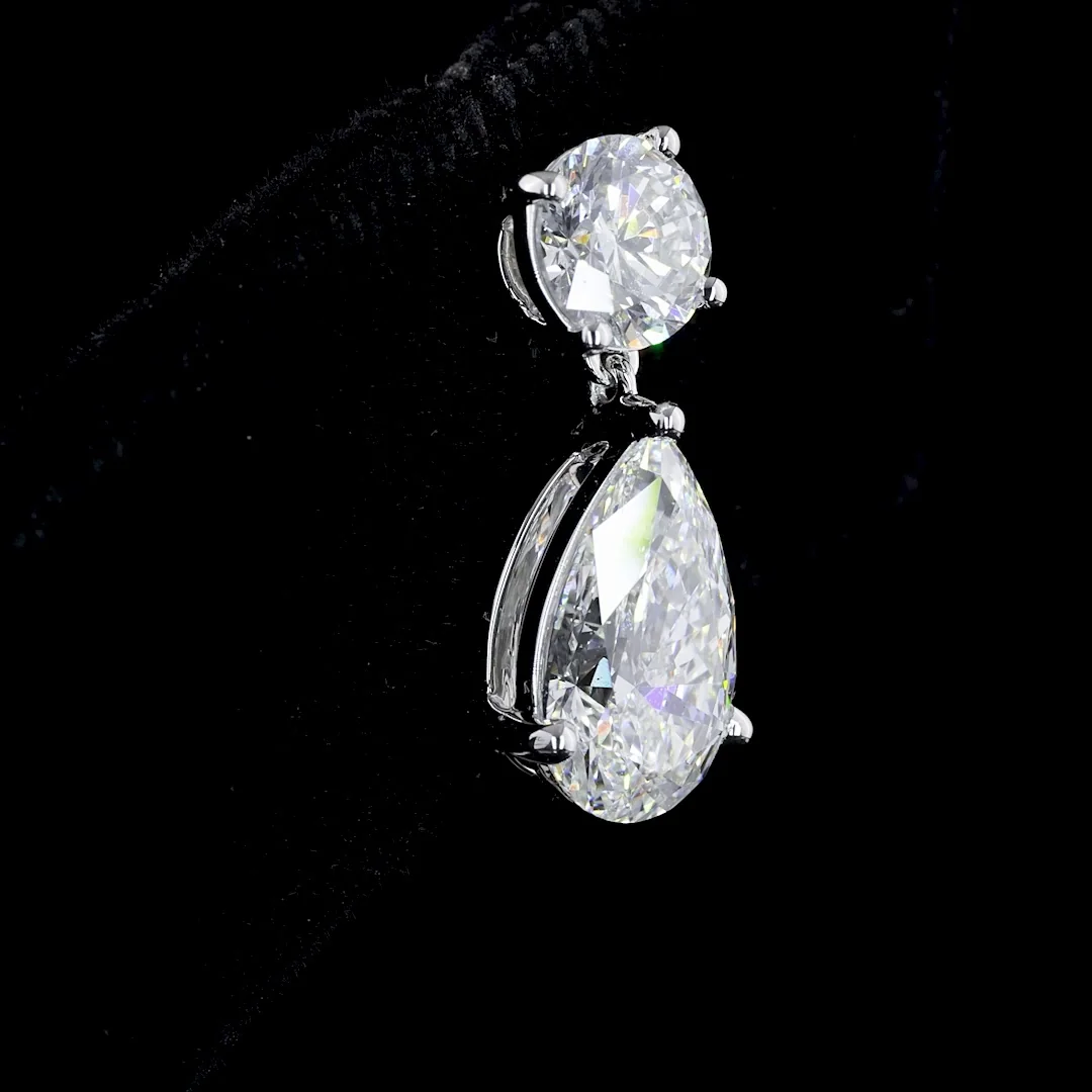 5.05 Cts 14k White Gold Mix Shape Hanging Earring - Image 2