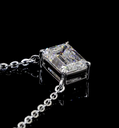 1.07 Cts 14k White Gold Emerald Shape Solitaire Pendant - Image 3