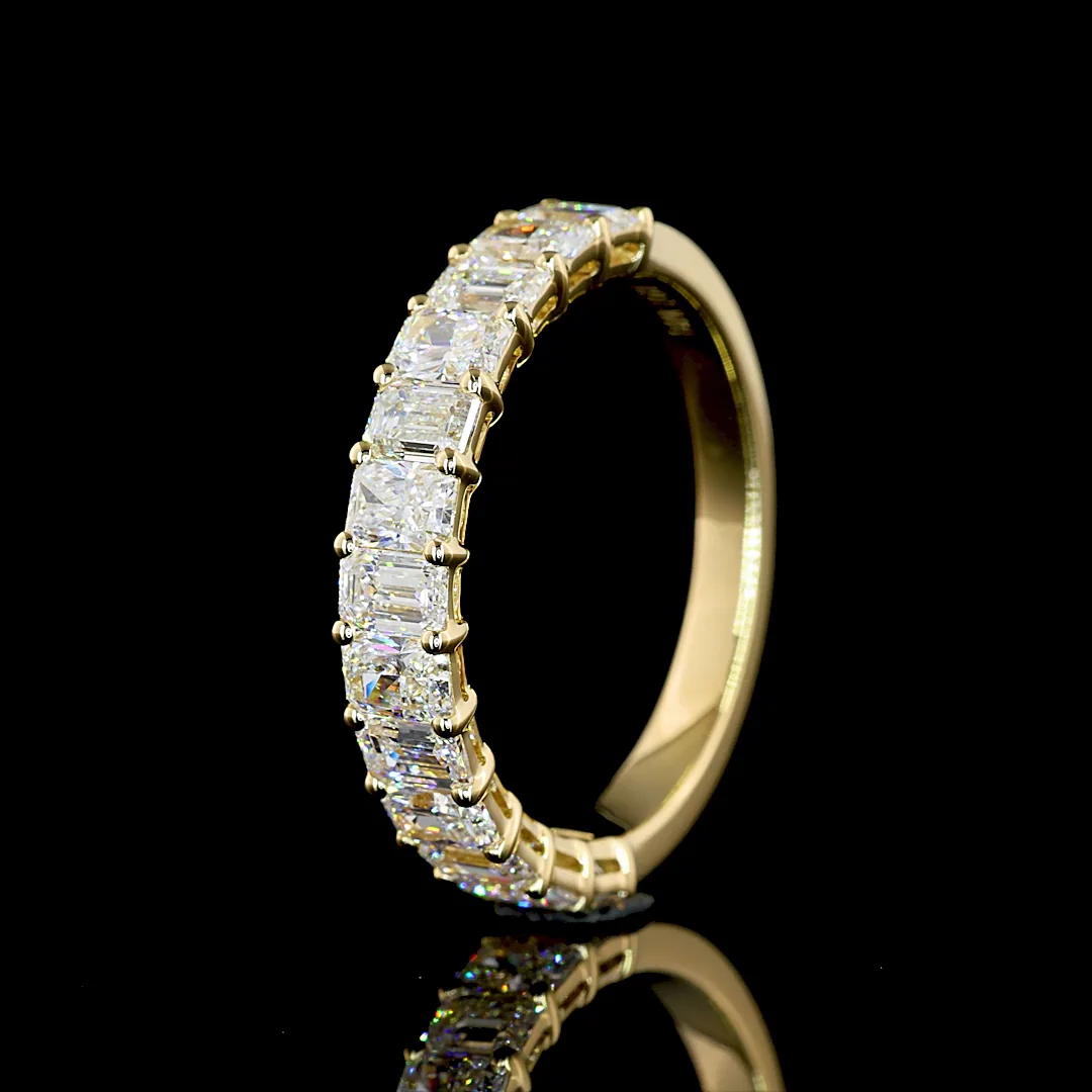 1.85 Cts 14k Yellow Gold Radiant Shape Half Eternity Eternity Band - Image 4