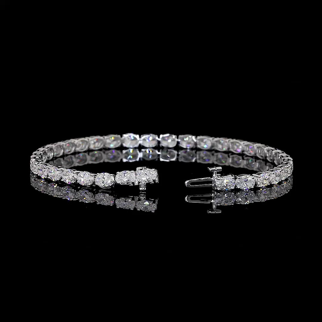7.59 Cts 14k White Gold Oval Shape Tennis Bracelet - Image 3