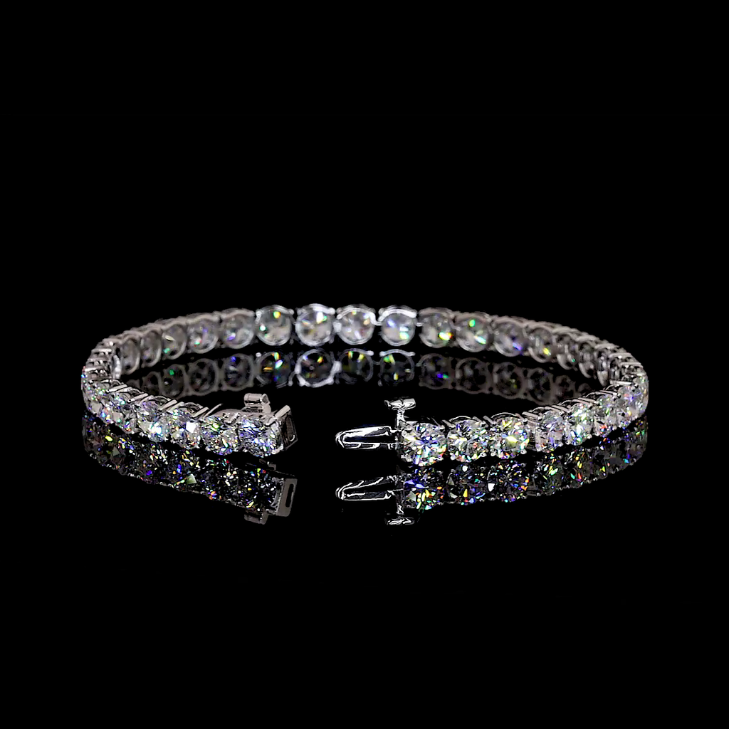 13.16 Cts 14k White Gold Round Shape Tennis Bracelet - Image 2