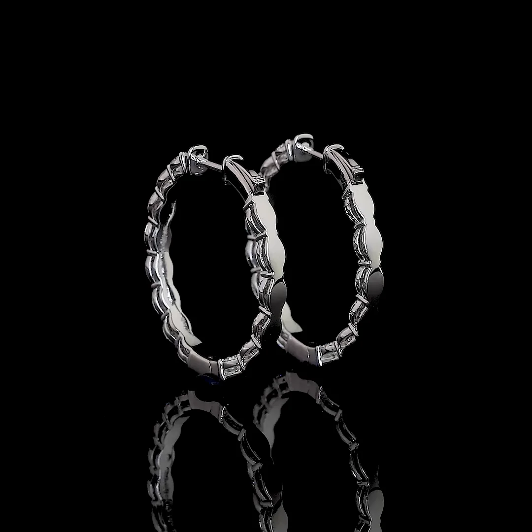 3.12 Cts 14k White Gold Oval Shape Hoops Earring - Image 2