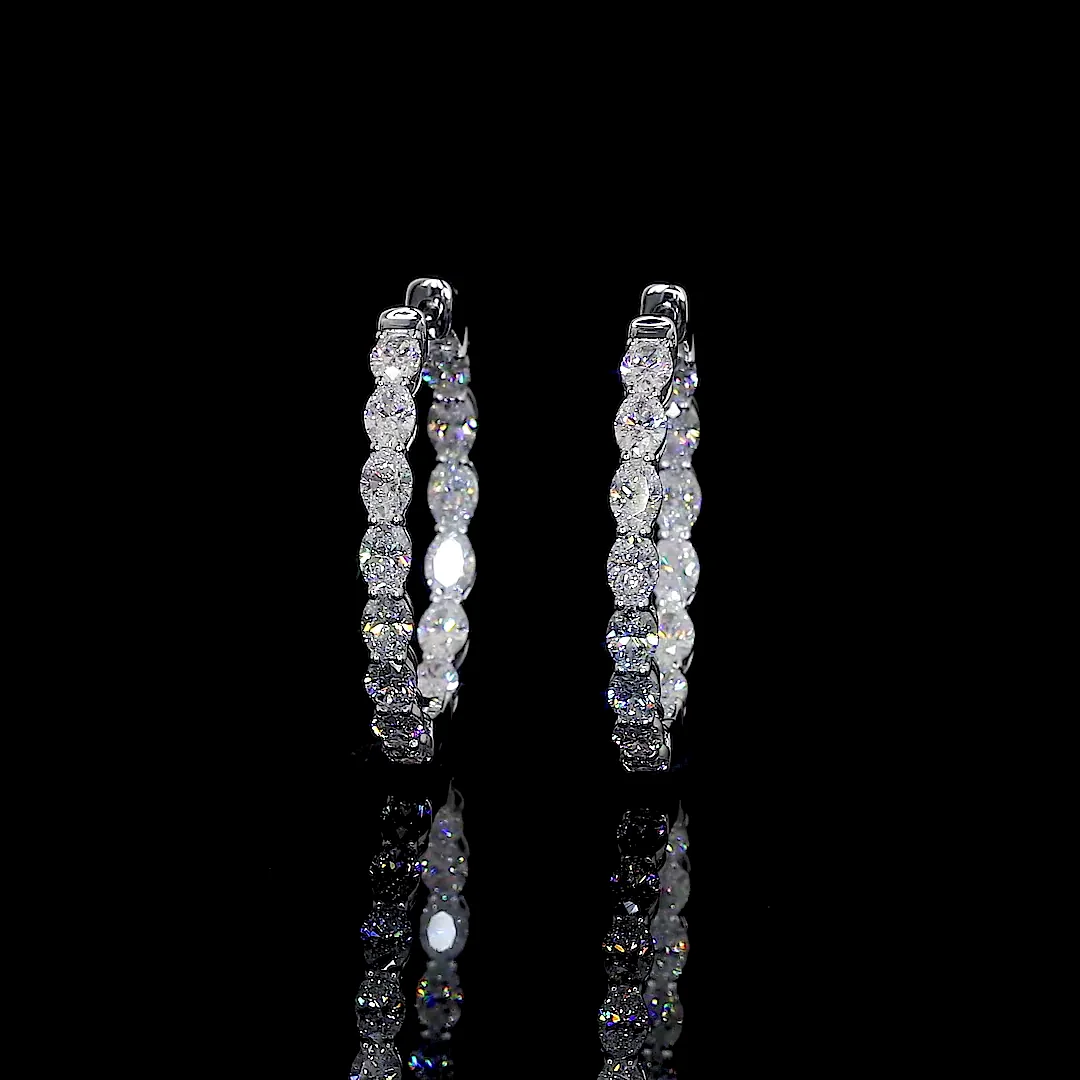 3.12 Cts 14k White Gold Oval Shape Hoops Earring - Video