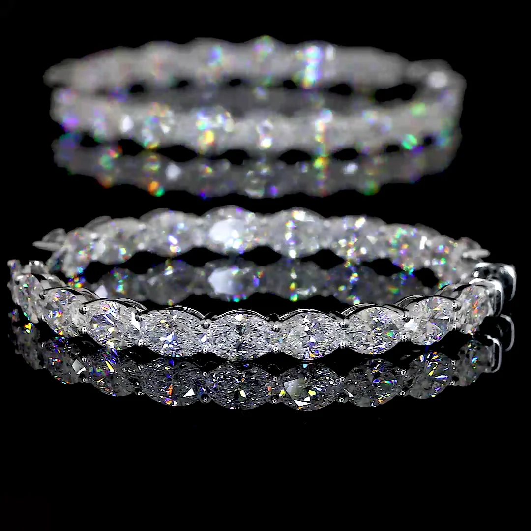 11.68 Cts 14k White Gold Oval Shape Hoops Earring - Image 4