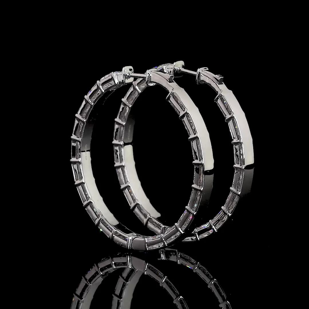 12.29 Cts 14k White Gold Radiant Shape Hoops Earring - Image 2