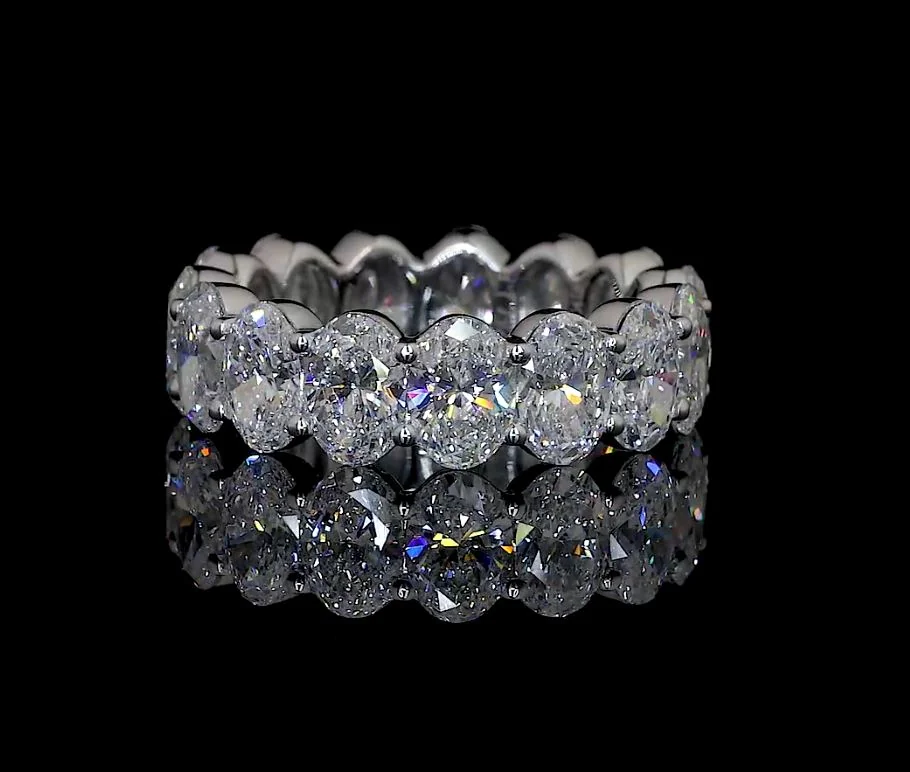 3.87 Cts 14k White Gold Oval Shape Eternity Band Eternity Band - Video