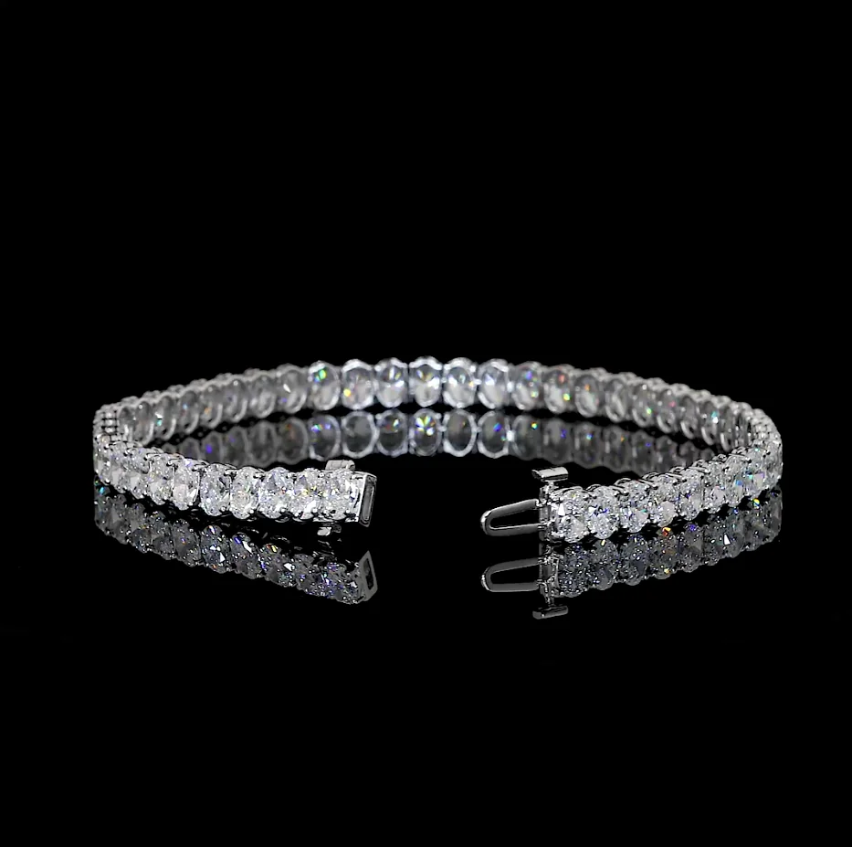 4.88 Cts 14k White Gold Oval Shape Tennis Bracelet - Image 3