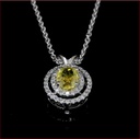 0.68 Cts 14k White Gold Oval Shape Double Halo Pendant - Image 4