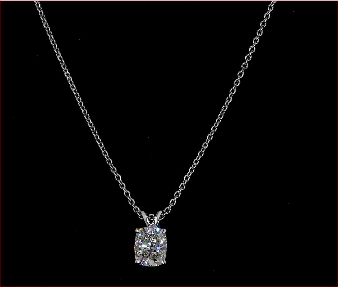 1.06 Cts 14k White Gold Cushion Modified Shape Solitaire Pendant - Video