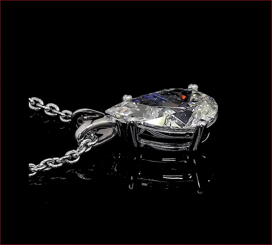 1.57 Cts 14k White Gold Pear Shape Solitaire Pendant - Image 2