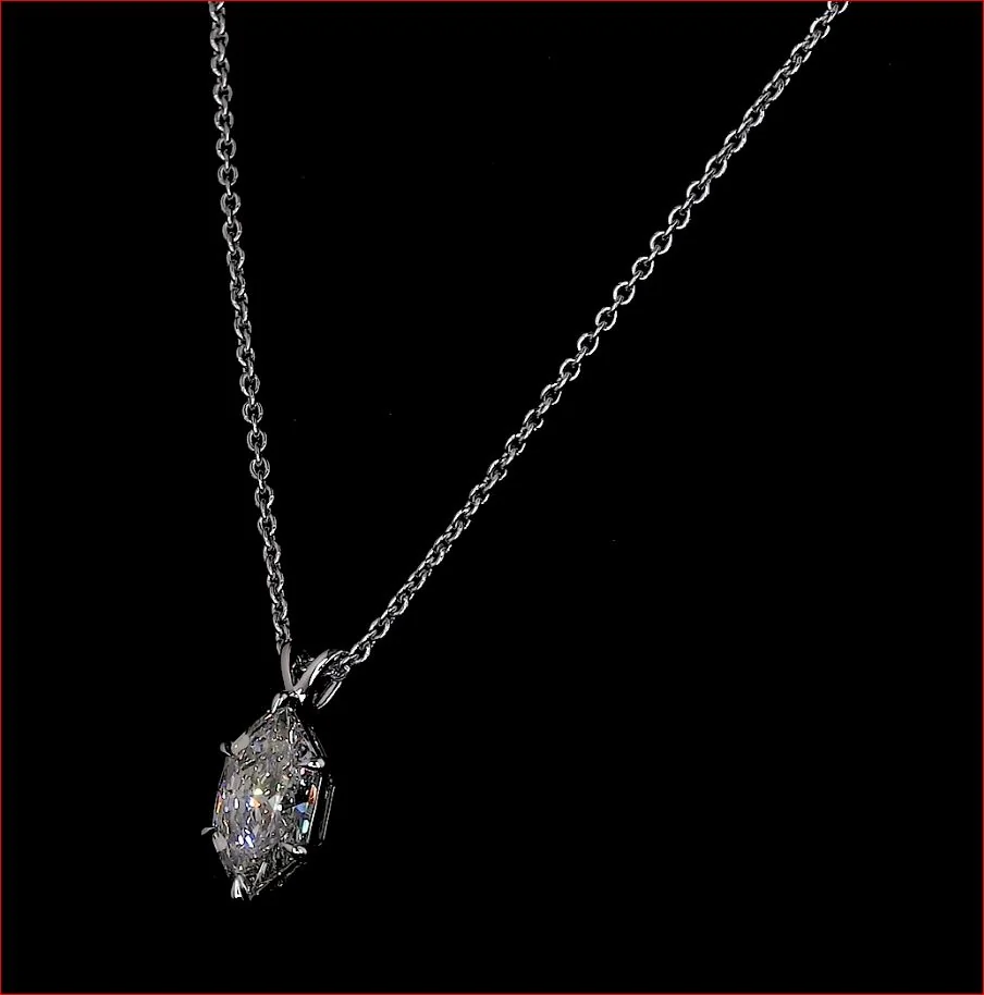 2.13 Cts 14k White Gold Antique Marquise Shape Solitaire Pendant - Image 3