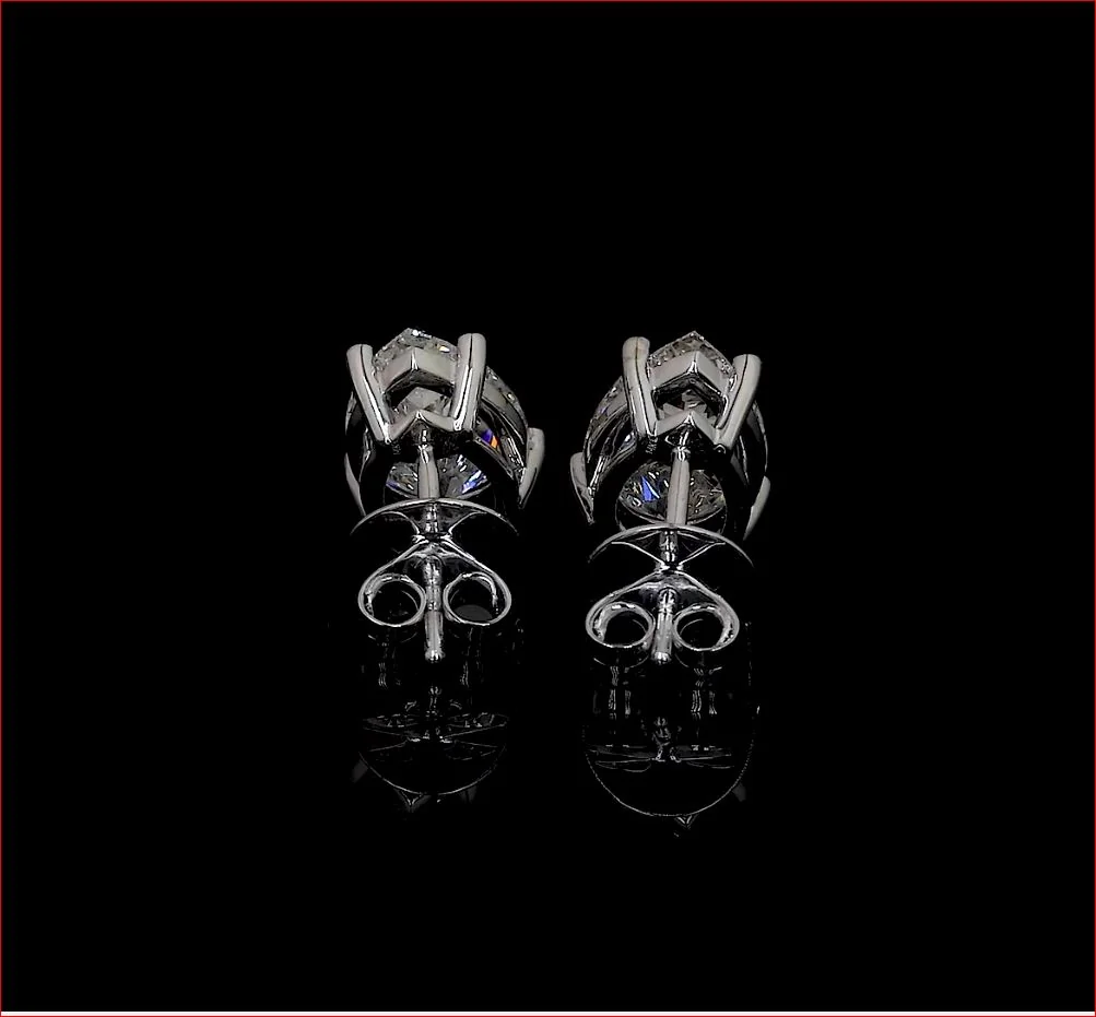 3.36 Cts 14k White Gold Pear Shape Studs Earring - Image 2