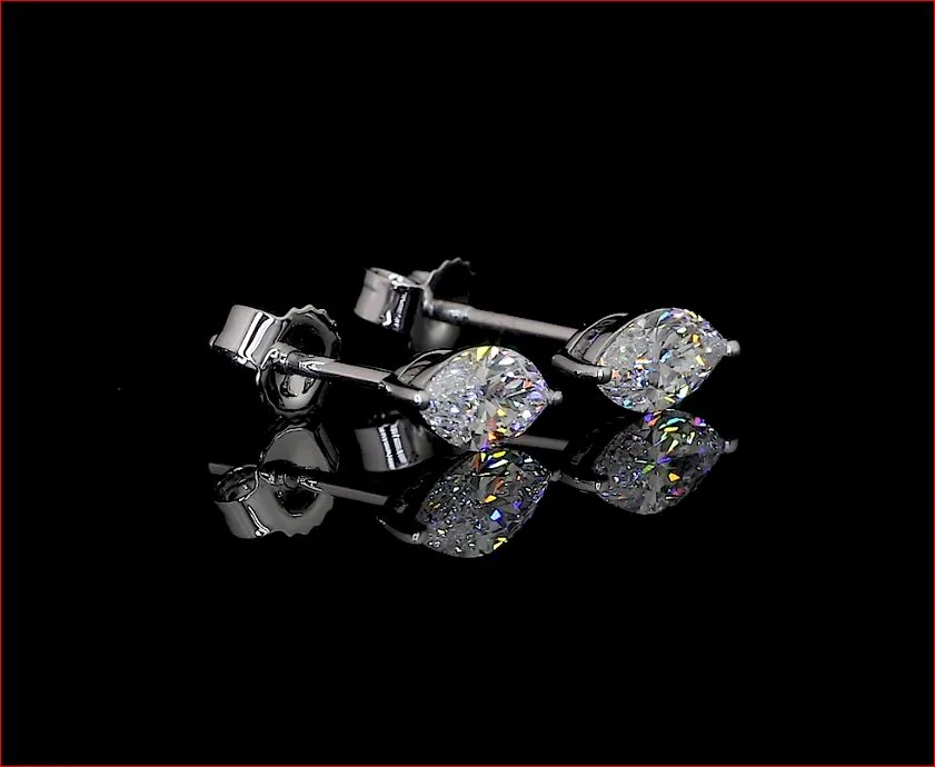 1.91 Cts 14k White Gold Marquise Shape Studs Earring - Image 3