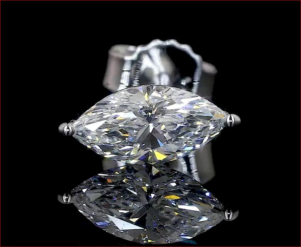 1.91 Cts 14k White Gold Marquise Shape Studs Earring - Image 4