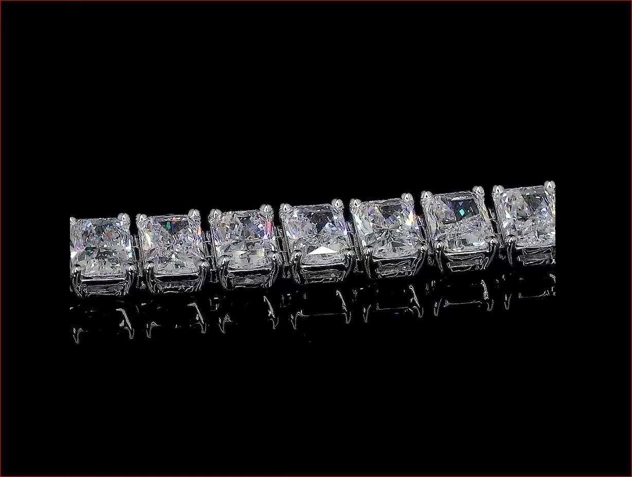 11.44 Cts 14k White Gold Radiant Shape Tennis Bracelet - Image 2