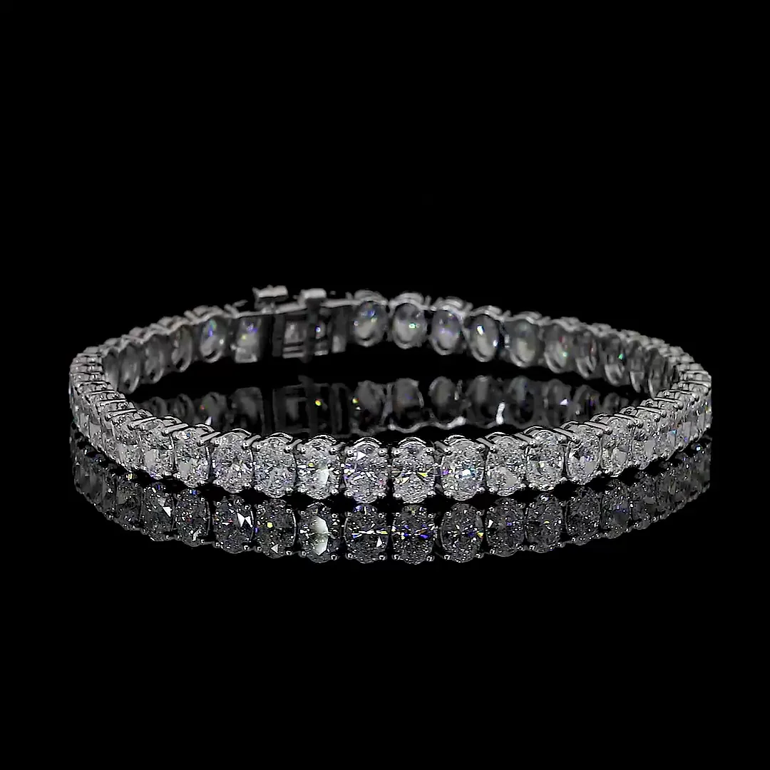 5.03 Cts 14k White Gold Oval Shape Tennis Bracelet - Video