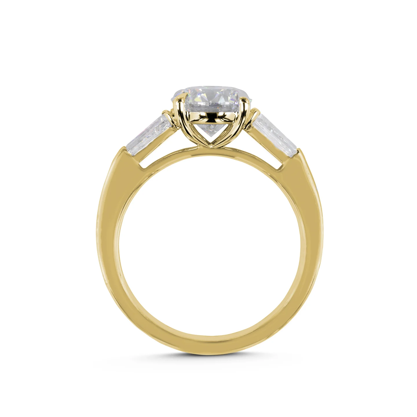 2.41 Cts 14k Yellow Gold Round Shape 3 Stones Ring - Image 2