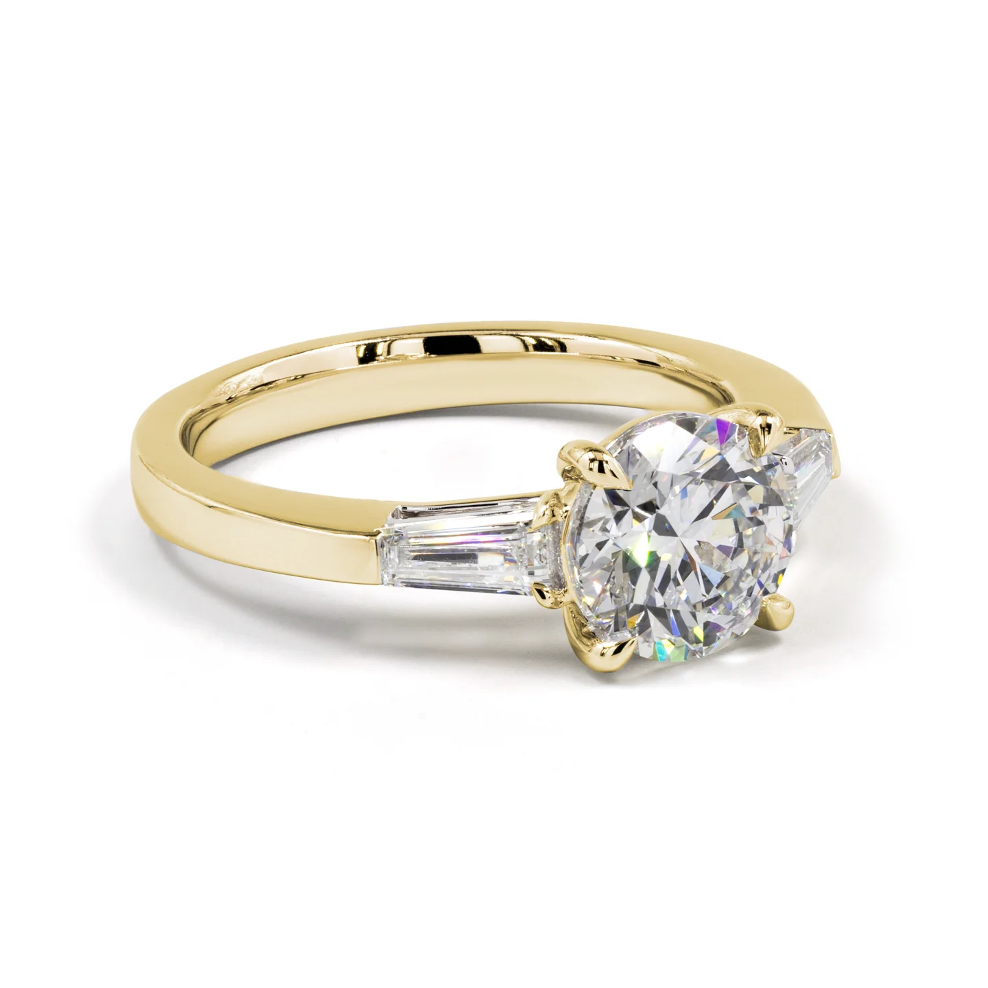 2.41 Cts 14k Yellow Gold Round Shape 3 Stones Ring - Image 3