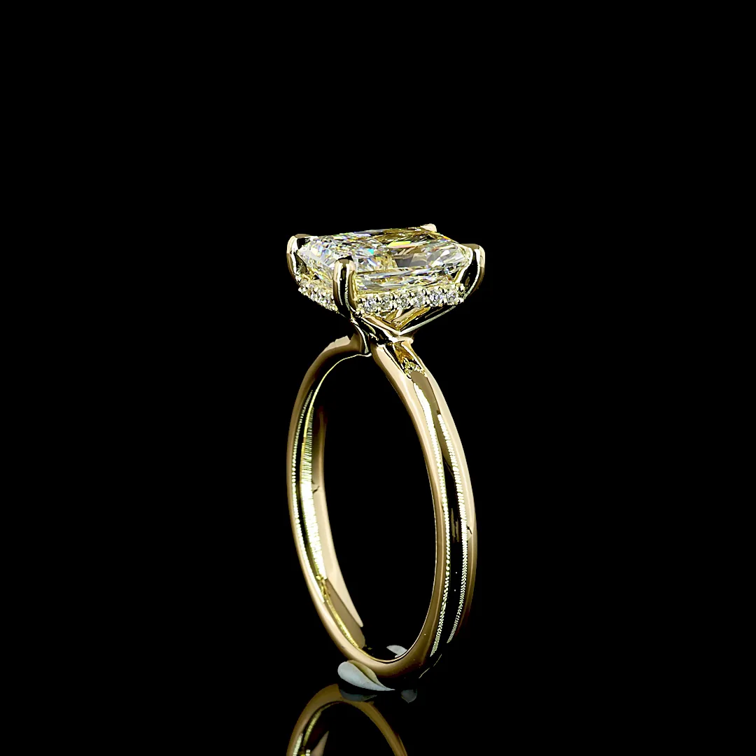 1.87 Cts 14k Yellow Gold Radiant Shape Hidden Halo Ring - Image 3