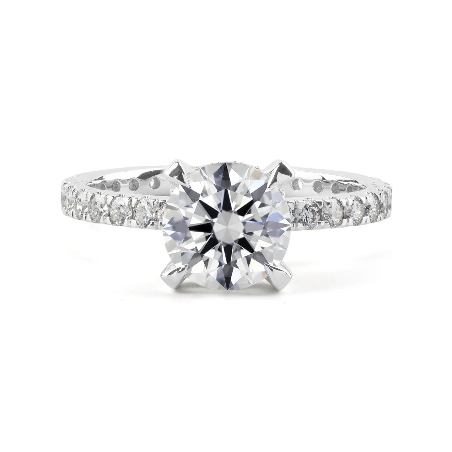 8.8 Cts 14k White Gold Round Shape Hidden Halo Ring - Video