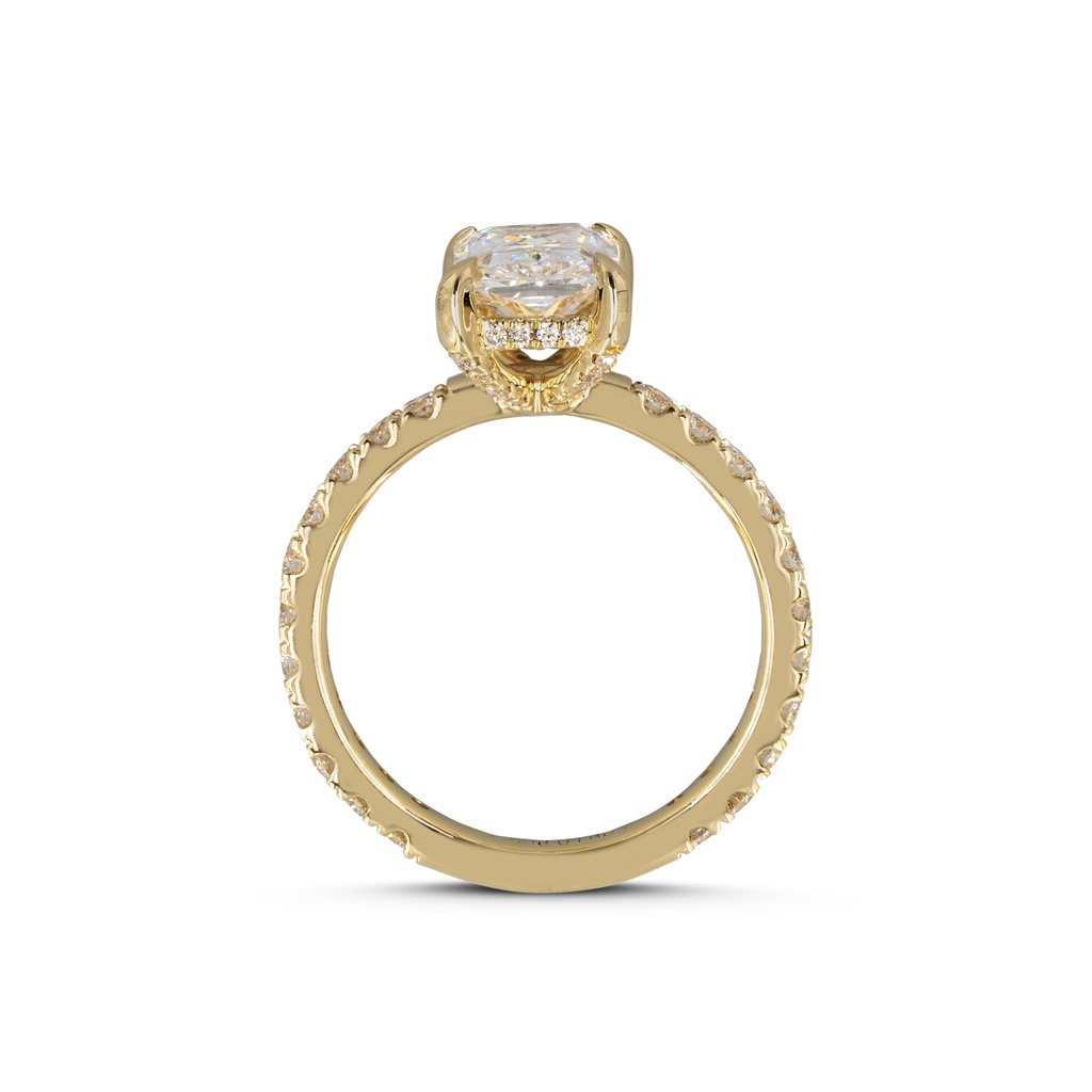 1.43 Cts 14k Yellow Gold Radiant Shape Hidden Halo Ring - Image 3