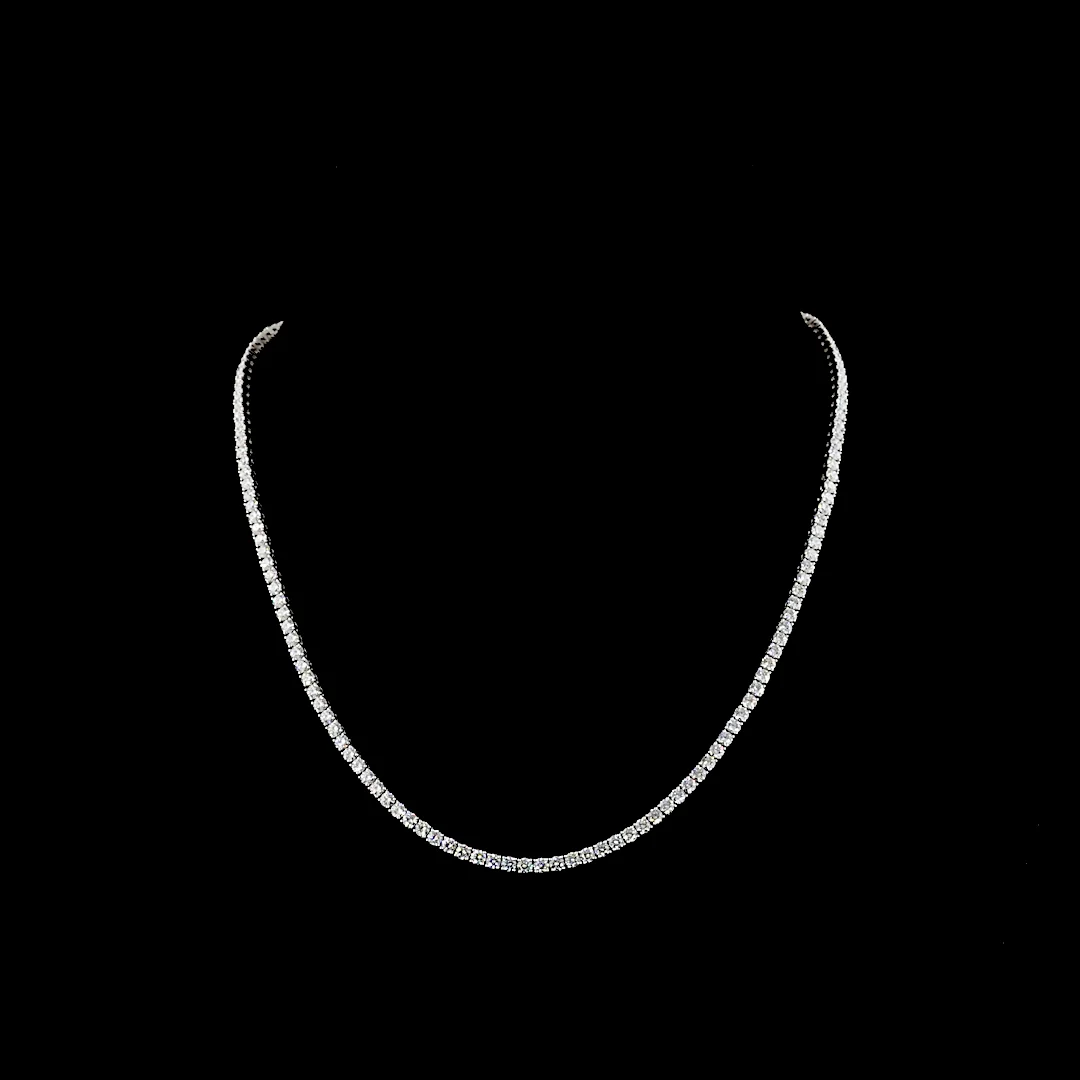 9.17 Cts 14k White Gold Round Shape Tennis Necklace