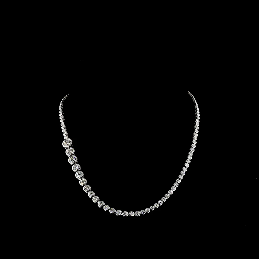 9.93 Cts 14k White Gold Round Shape Riviera Necklace