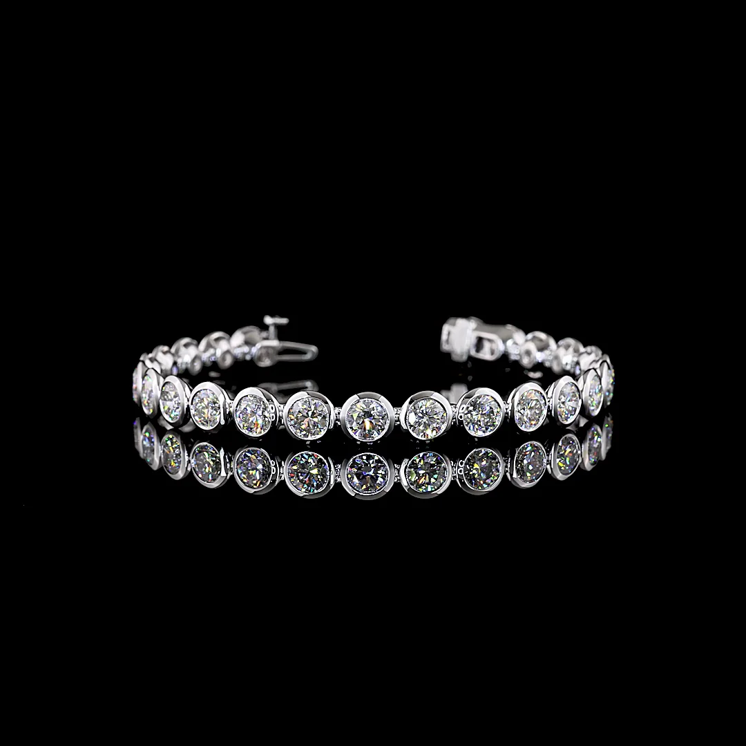 14.11 Cts 14k White Gold Round Shape Tennis Bracelet