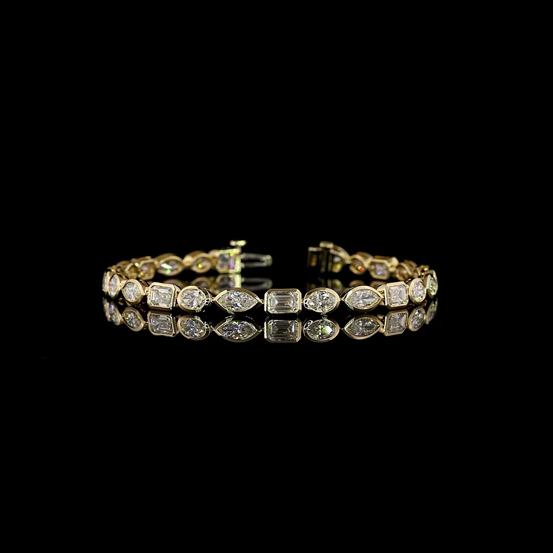 8.14 Cts 14k Yellow Gold Mix Shape Tennis Bracelet