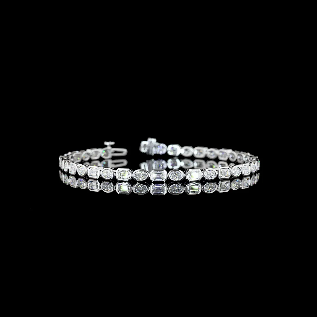4.93 Cts 14k White Gold Mix Shape Tennis Bracelet