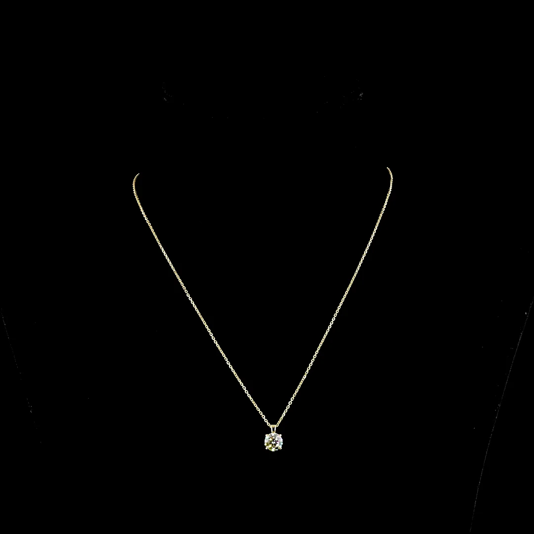 1 Cts 14k Yellow Gold Round Shape Pendant Pendant