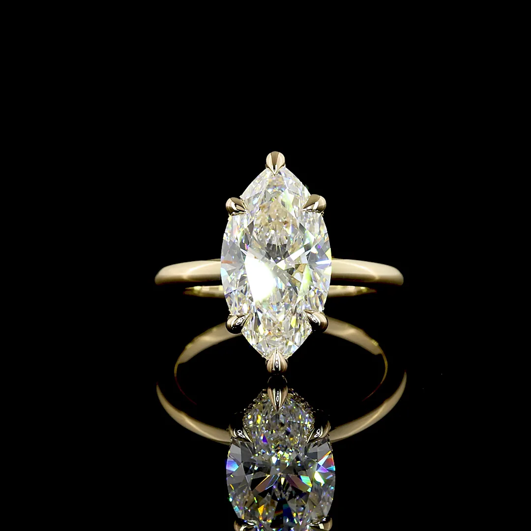 4.2 Cts 14k Yellow Gold Marquise Shape Hidden Halo Ring