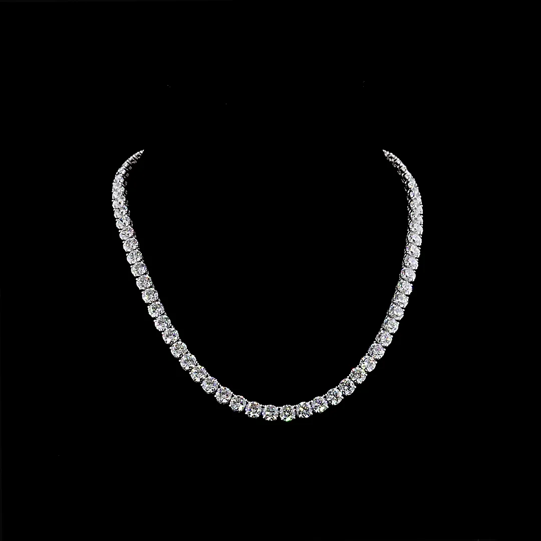 52.62 Cts 14k White Gold Round Shape Tennis Necklace