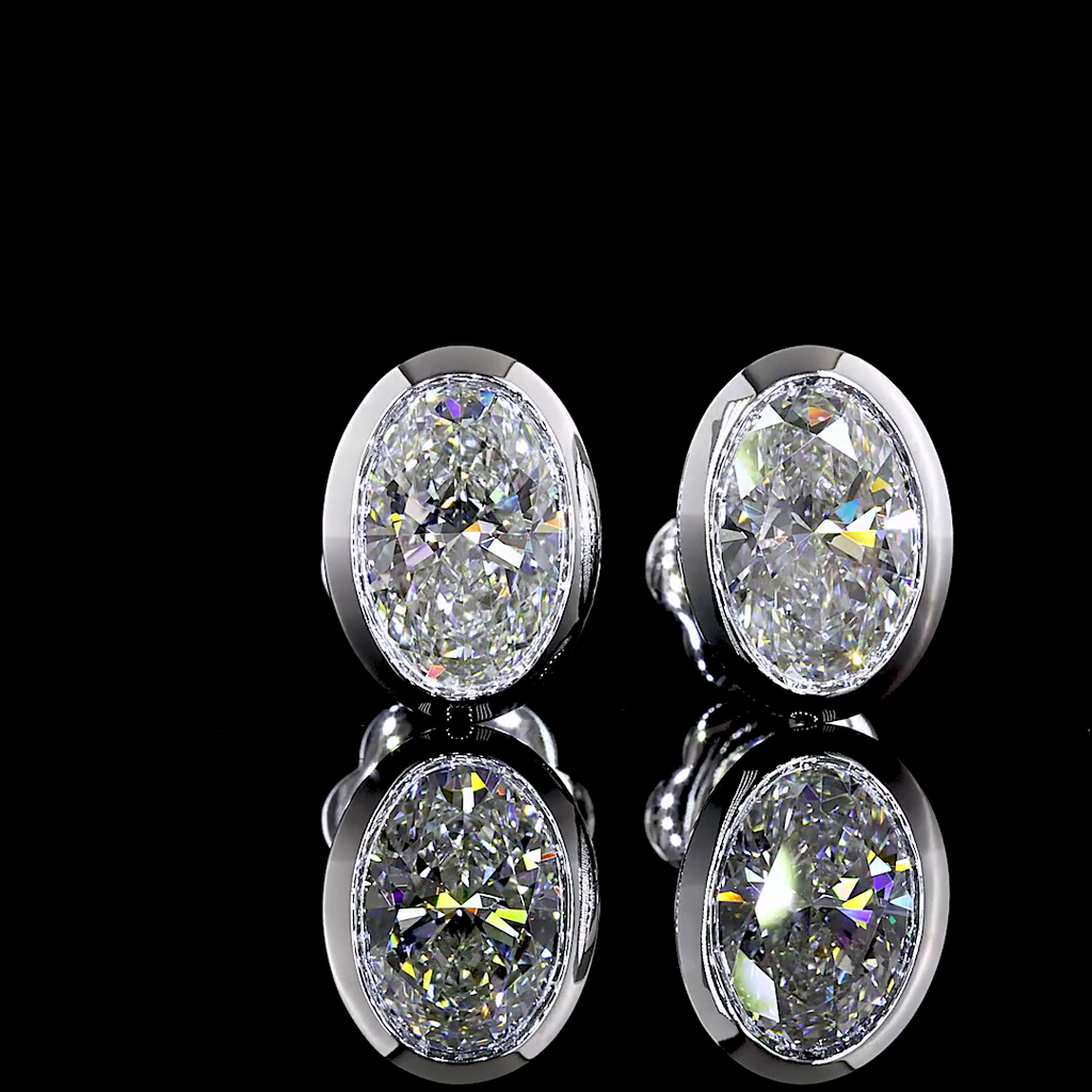 2.05 Cts 14k White Gold Oval Shape Studs Earring