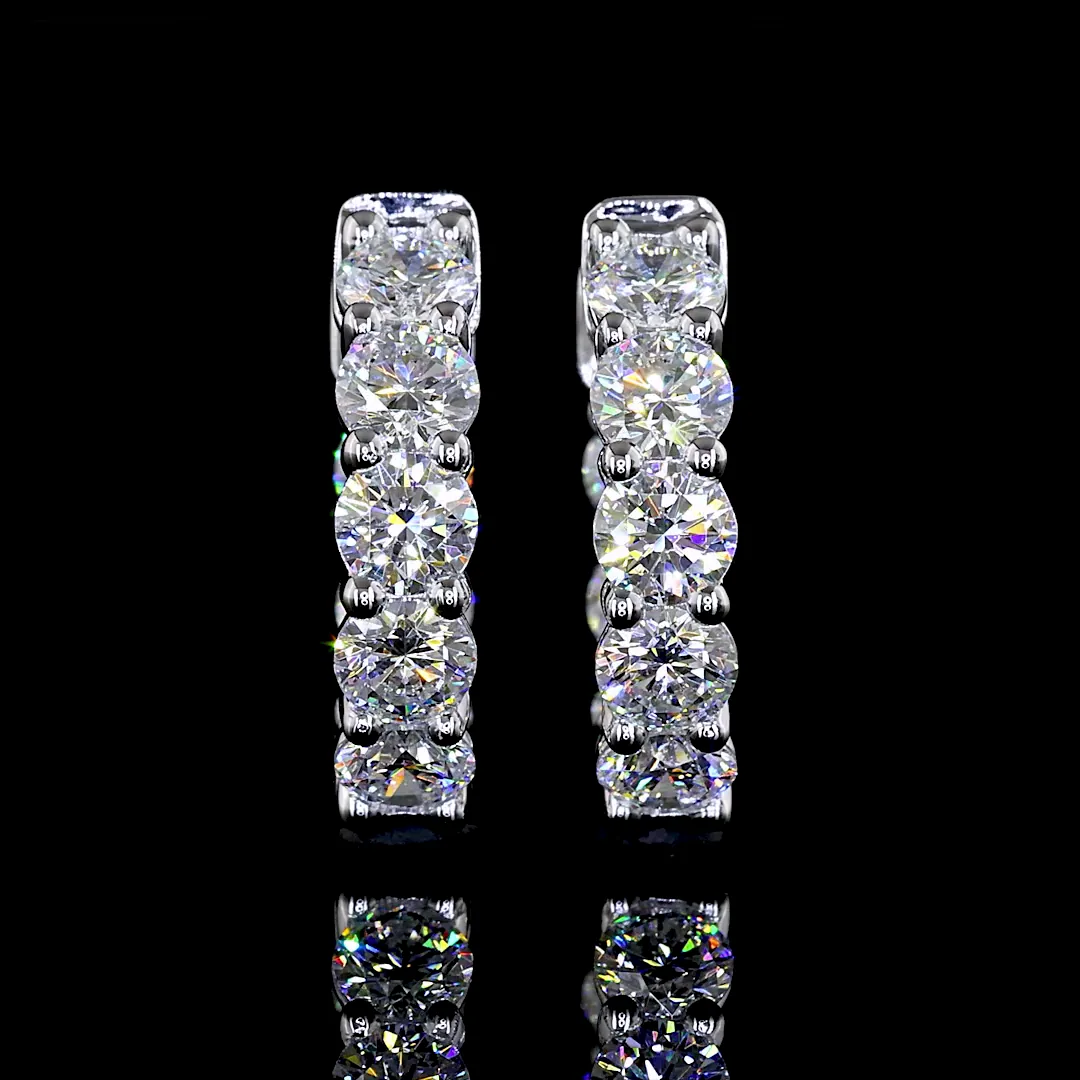 2.04 Cts 14k White Gold Round Shape Huggies Earring