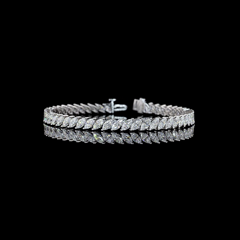 8.32 Cts 14k White Gold Marquise Shape Tennis Bracelet
