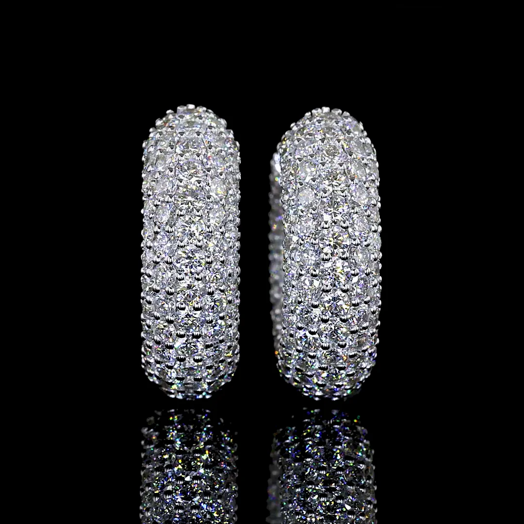 3.05 Cts 14k White Gold Round Shape Huggies Earring
