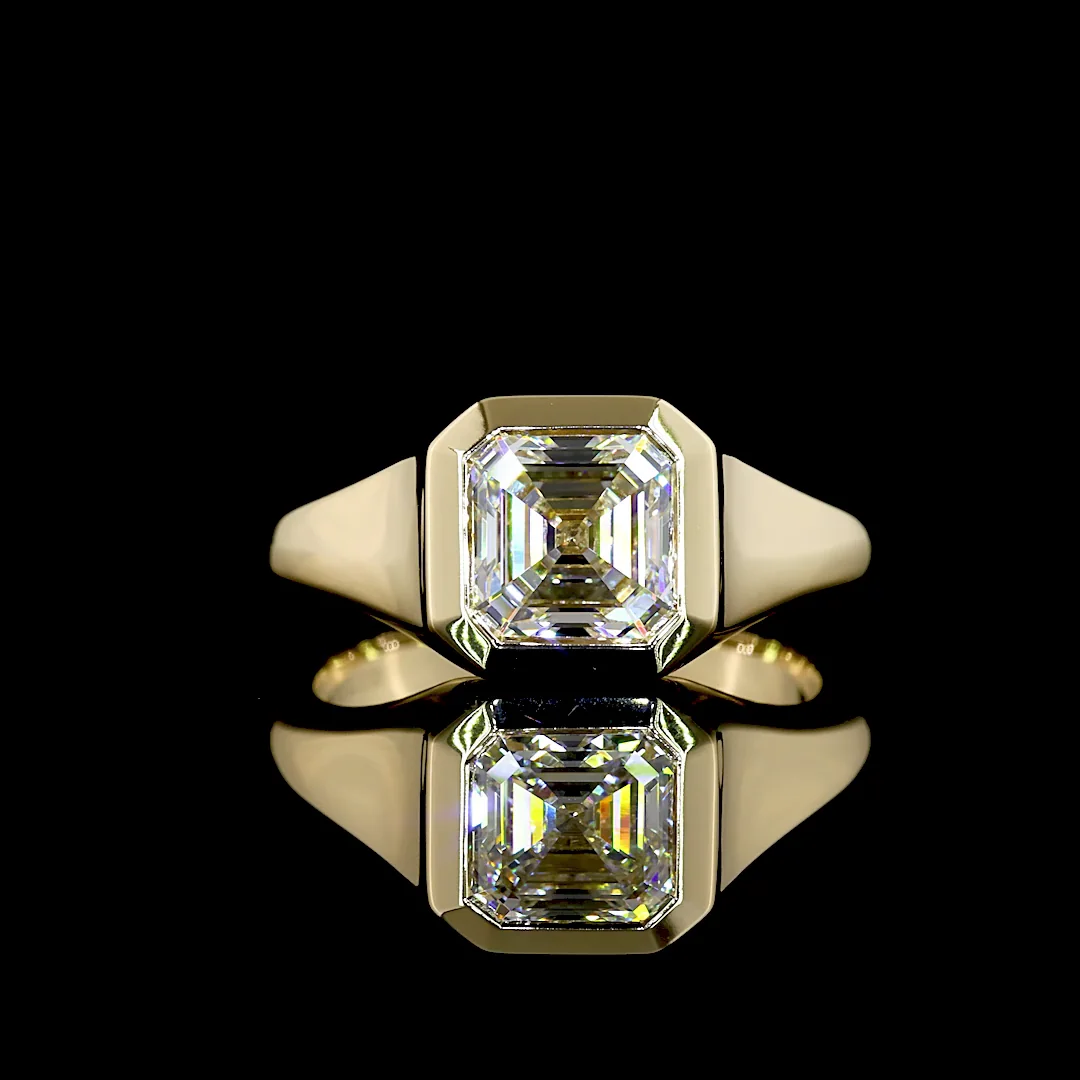 2.03 Cts 14k Yellow Gold Square Emerald Shape Solitaire Ring