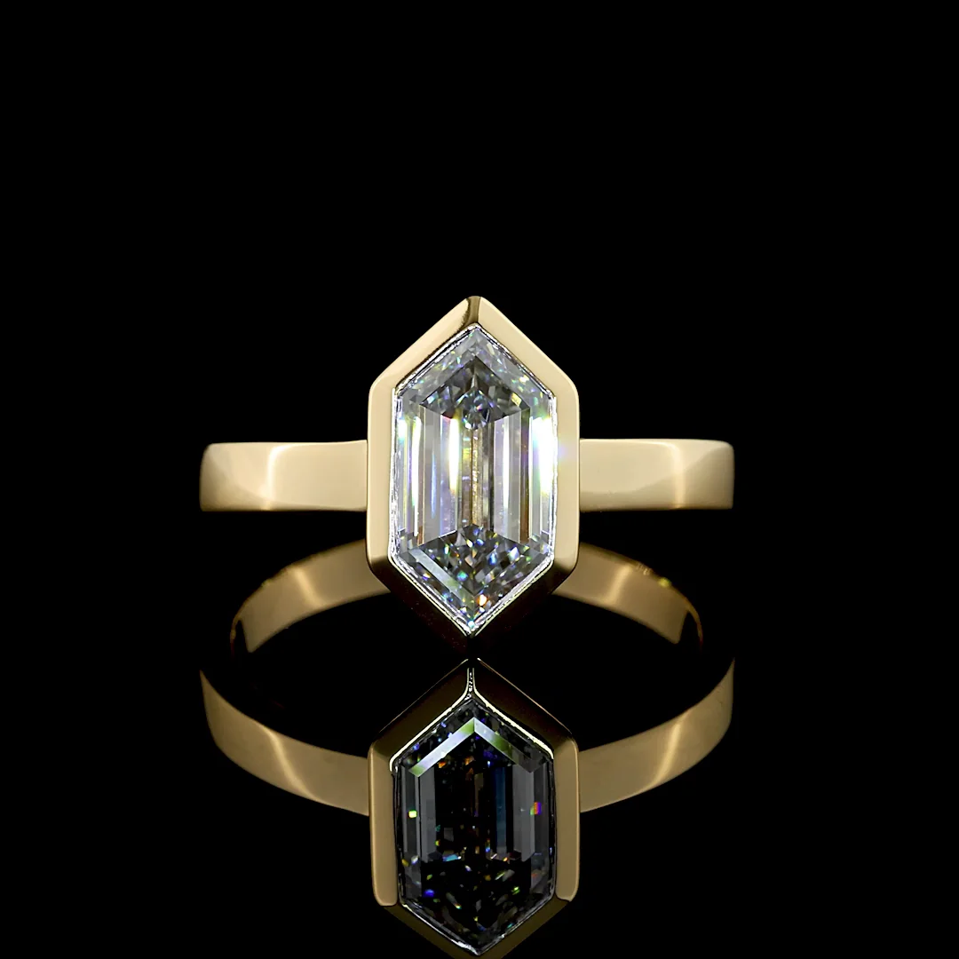 2.12 Cts 14k Yellow Gold Step Marquise Shape Solitaire Ring