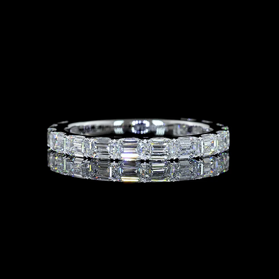 1.4 Cts 14k White Gold Emerald Shape 3/4 Band Eternity Band