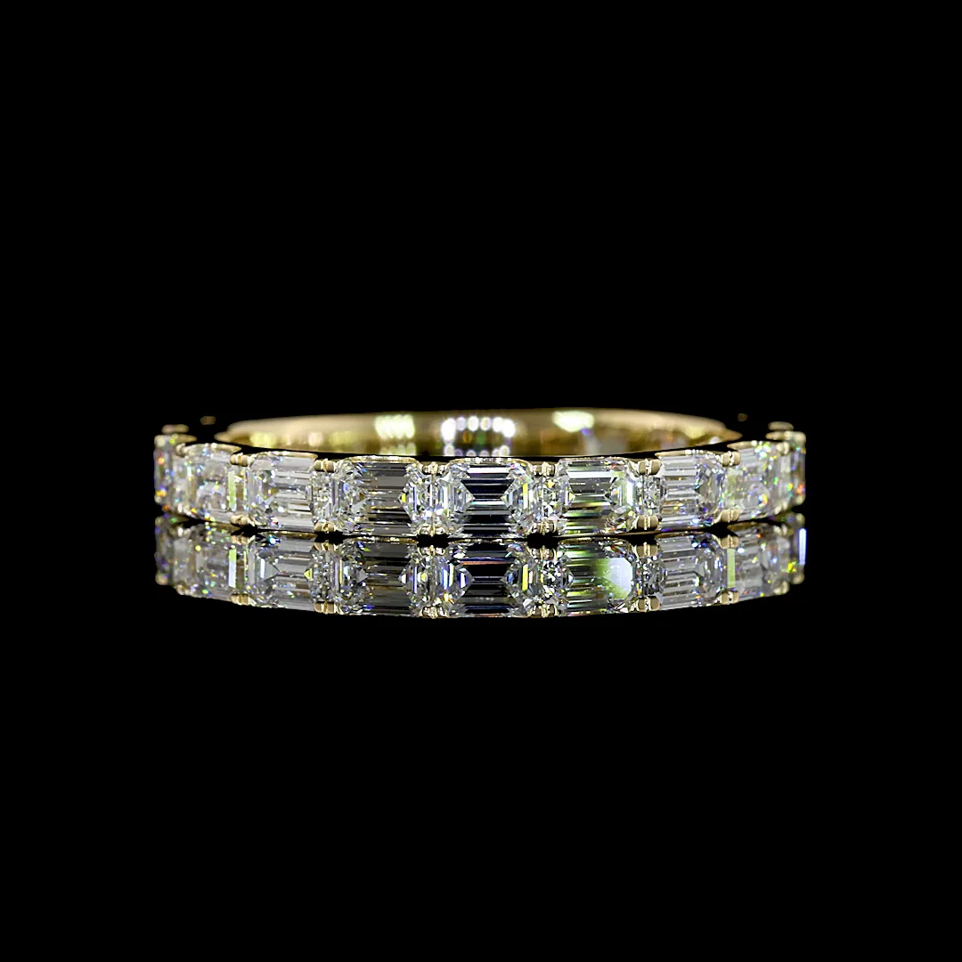 1.39 Cts 14k Yellow Gold Emerald Shape 3/4 Band Eternity Band