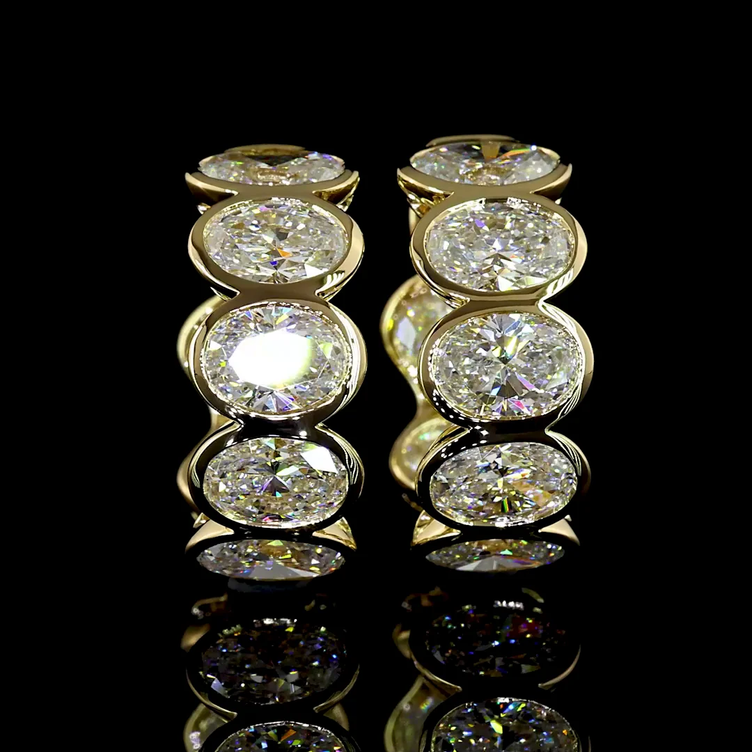 3.46 Cts 14k Yellow Gold Oval Shape Huggies Earring