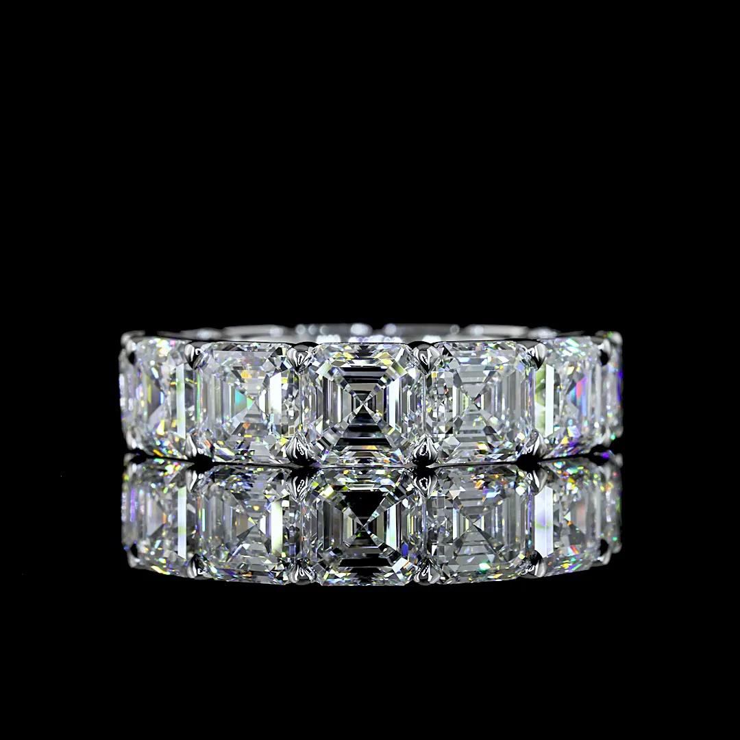 13.25 Cts 14k White Gold Asscher Shape Eternity Band Eternity Band