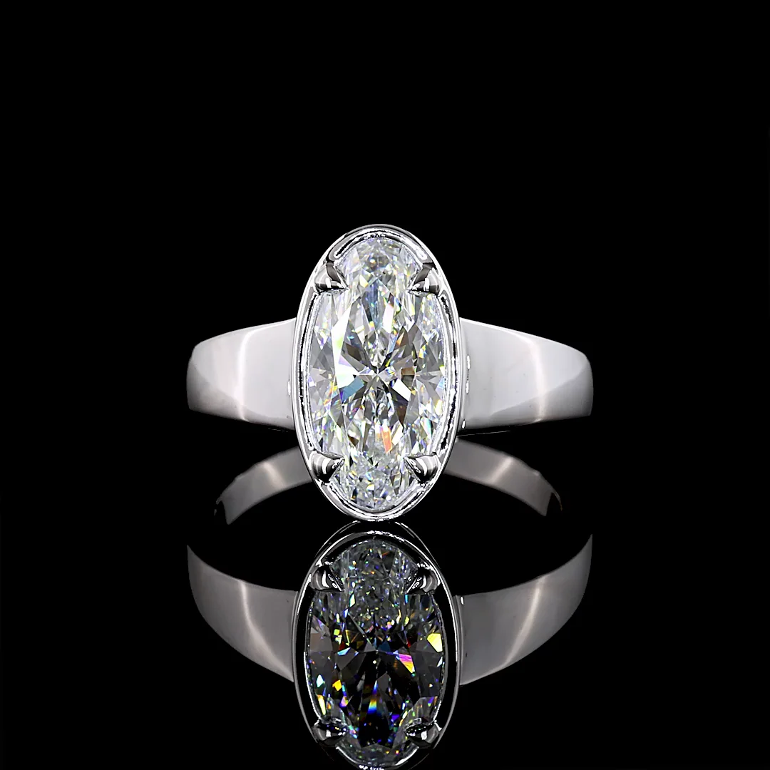 2.14 Cts 14k White Gold Oval Shape Solitaire Ring
