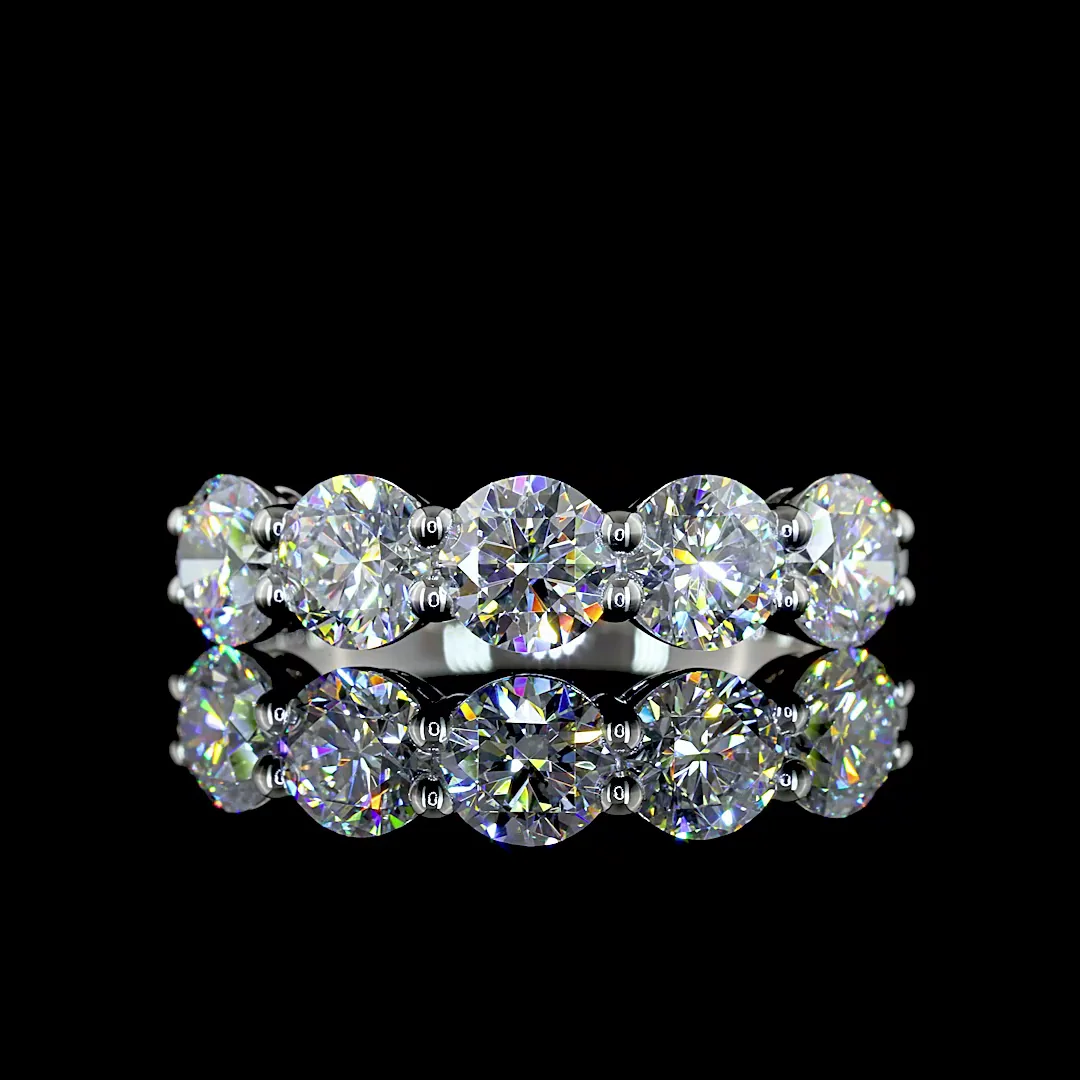 1.94 Cts Platinum Round Shape 5 Stones Eternity Band
