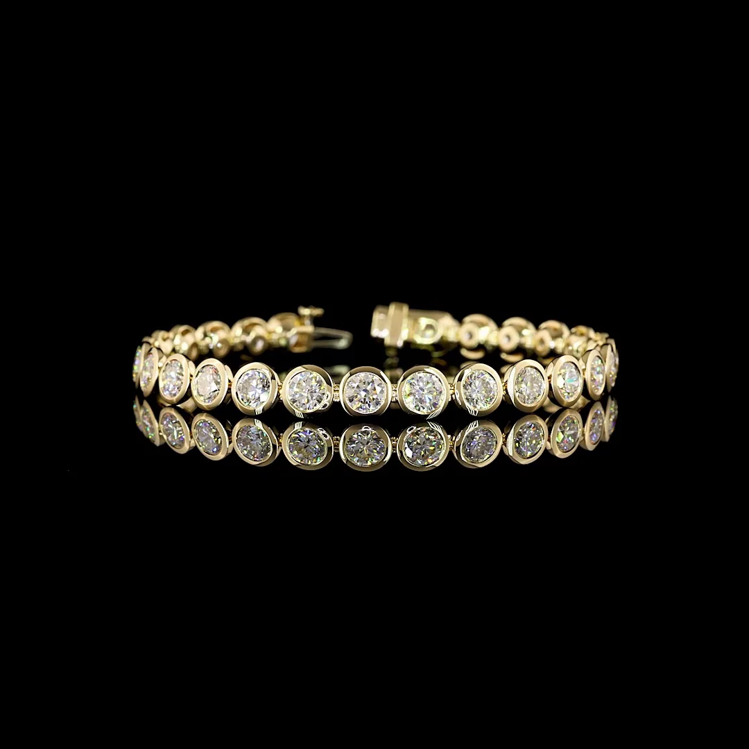 14.72 Cts 14k Yellow Gold Round Shape Tennis Bracelet