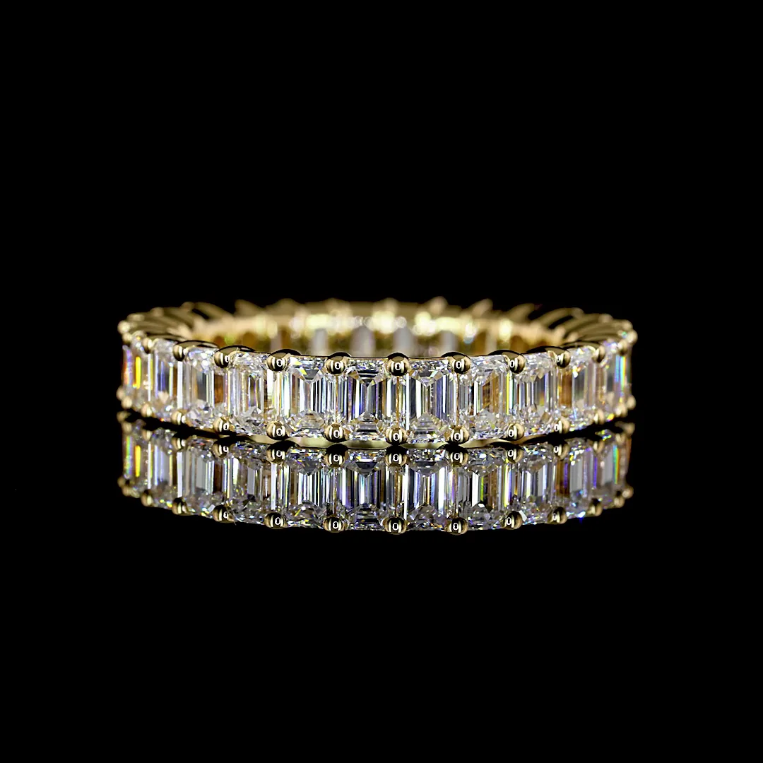 3.06 Cts 18k Yellow Gold Emerald Shape Eternity Band Eternity Band